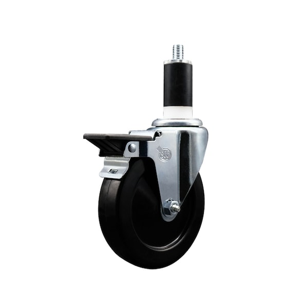 5'' Soft Rubber Swivel 1-3/8'' Expanding Stem Caster with Brake